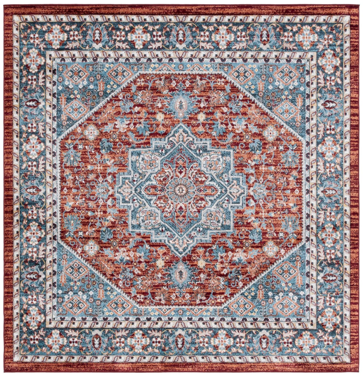 Safavieh Bayside 6'-7" x 6'-7" Rug in Red / Blue