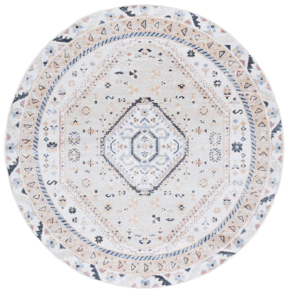 Safavieh Bayside 6'-7" x 6'-7" Rug in Ivory / Beige Blue