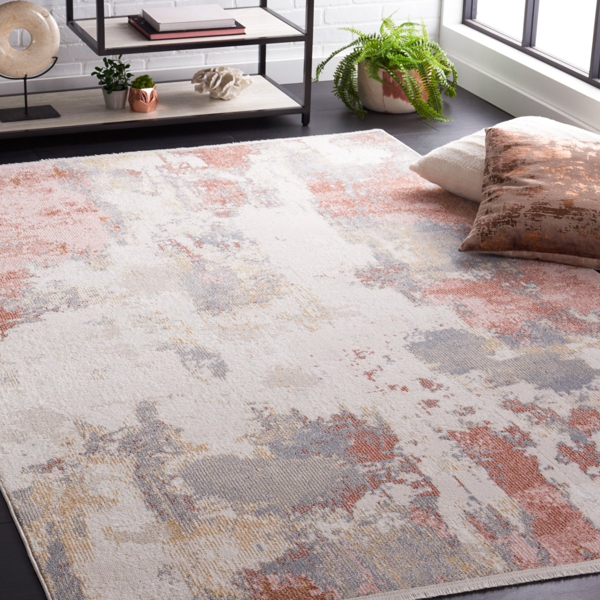 Safavieh Bayside Bay128A Ivory/Grey Pink Rug.