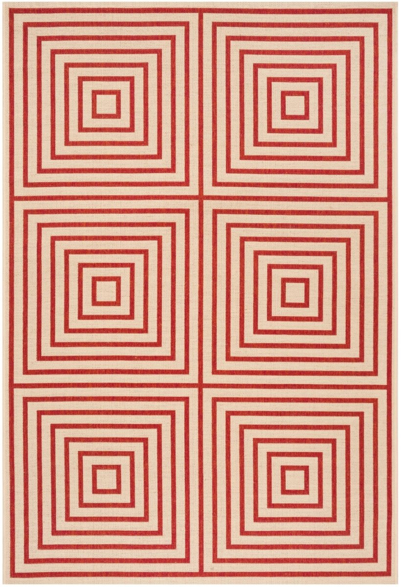Safavieh Beach House Bhs123Q Red/Creme Rugs.