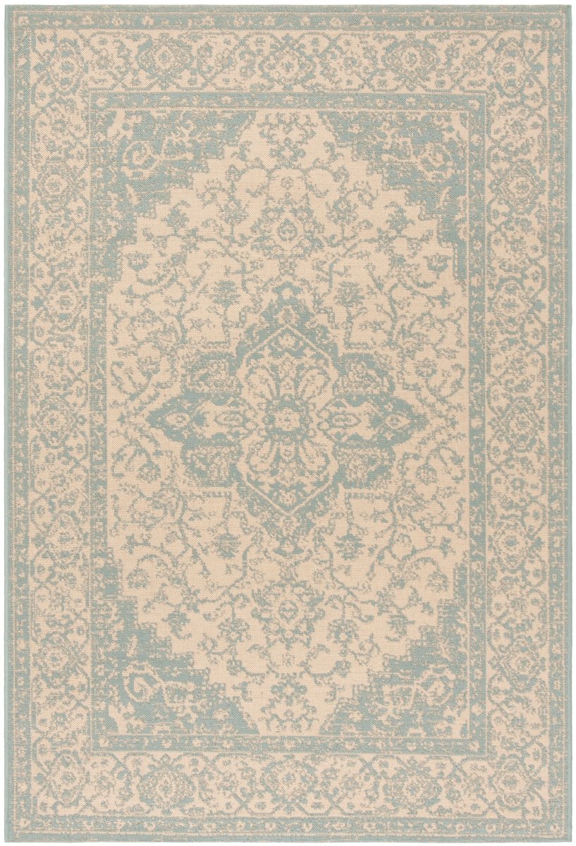 Safavieh Beach House Bhs137L Cream/Aqua Rugs.