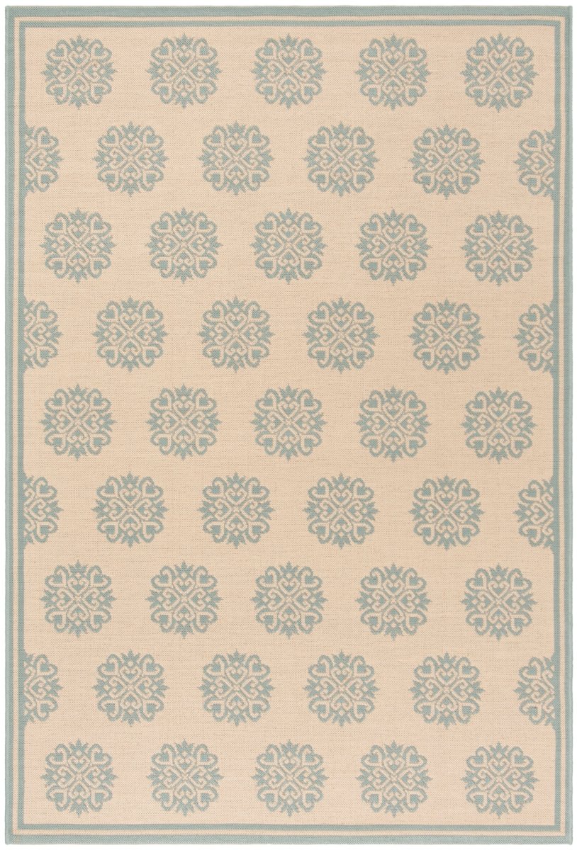 Safavieh Beach House Bhs181L Cream/Aqua Rugs.