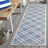 Safavieh Beach House 2'-2" x 10'-0" Rug in Blue / Ivory