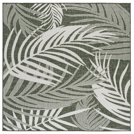 Safavieh Beach House 6'-7" x 6'-7" Rug in Green / Ivory