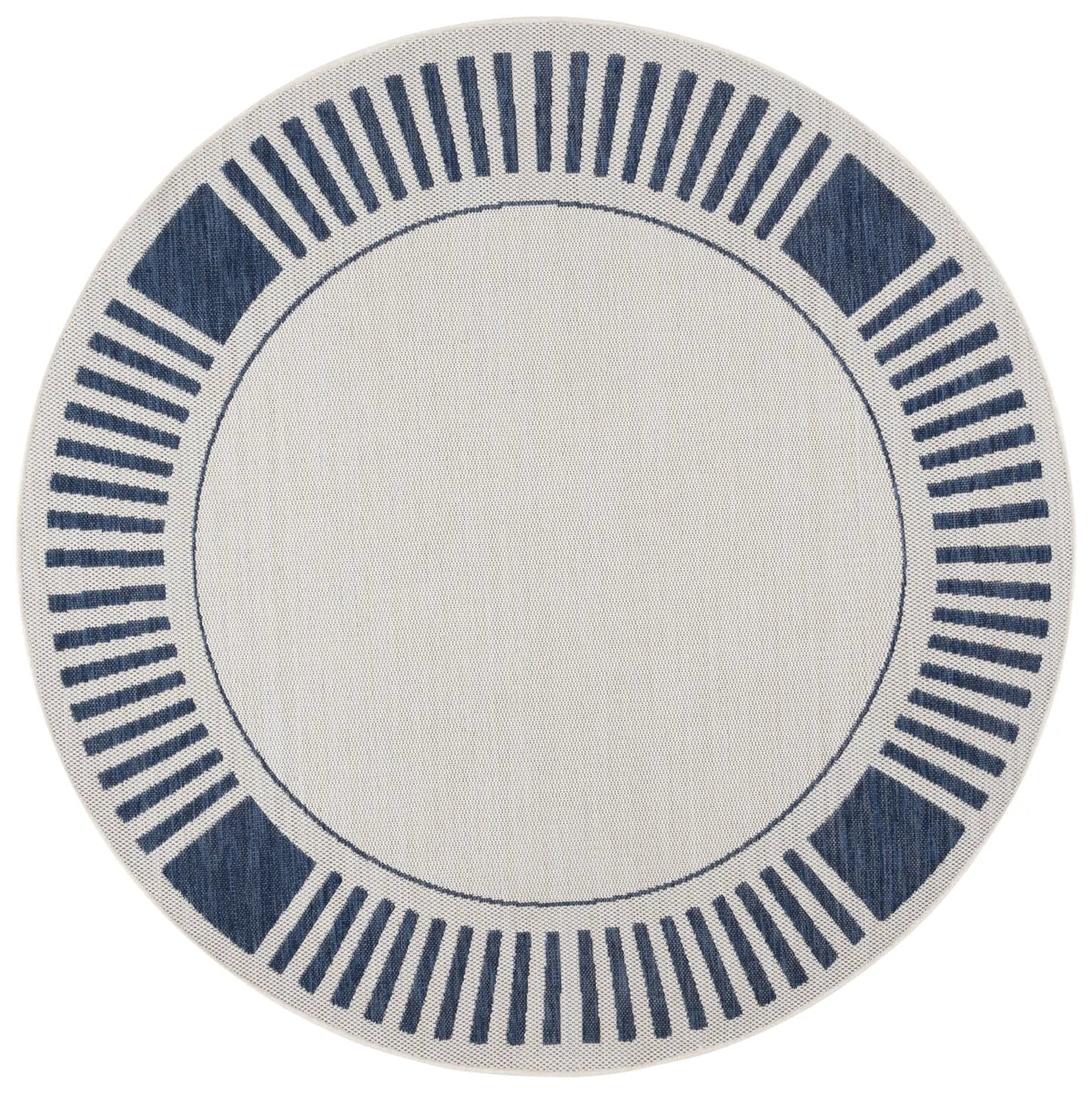 Safavieh Beach House 6'-7" x 6'-7" Rug in Ivory / Navy