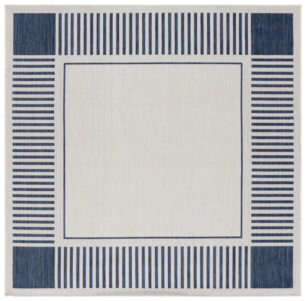 Safavieh Beach House 6'-7" x 6'-7" Rug in Ivory / Navy