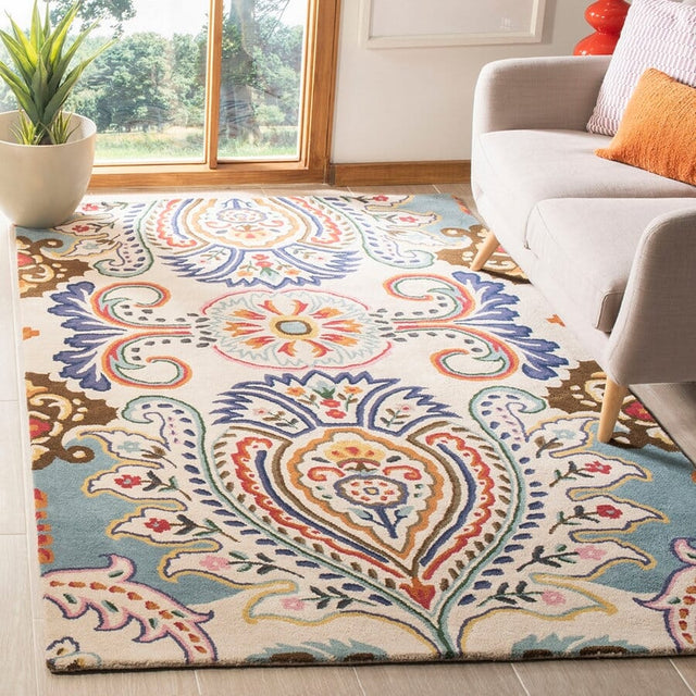 Safavieh Bella Bel118A Ivory / Blue Rugs.