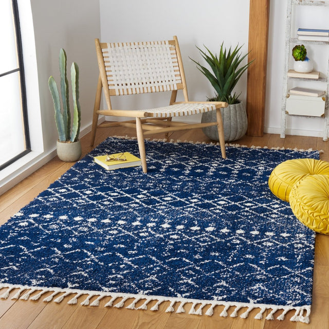 Safavieh Berber Fringe Shag Bfg516N Navy/Ivory Rug.