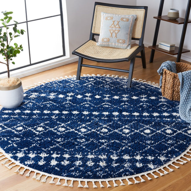 Safavieh Berber Fringe Shag Bfg516N Navy/Ivory Rug.