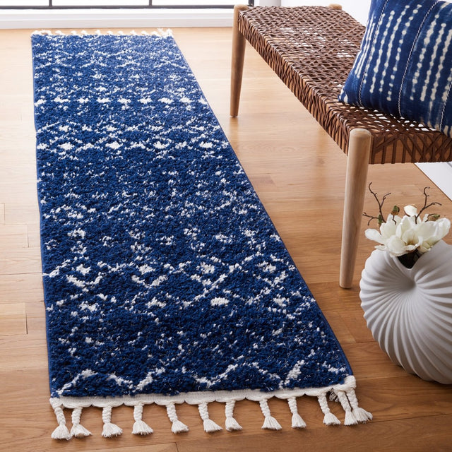 Safavieh Berber Fringe Shag Bfg516N Navy/Ivory Rug.