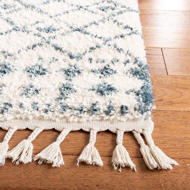 Safavieh Berber Fringe Shag Bfg519A Cream/Blue Rug.