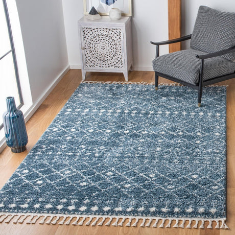 Safavieh Berber Fringe Shag Bfg519M Blue/Ivory Rugs.