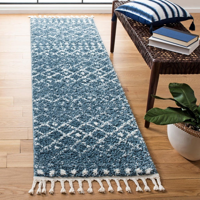 Safavieh Berber Fringe Shag Bfg519M Blue/Ivory Rugs.