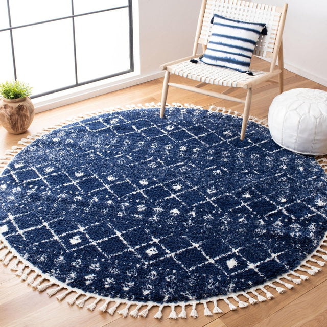 Safavieh Berber Fringe Shag Bfg519N Dark Blue/Ivory Rugs.