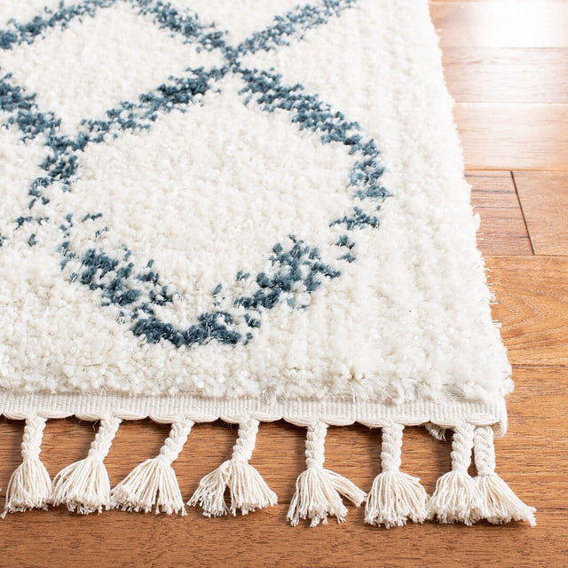 Safavieh Berber Fringe Shag Bfg524A Cream/Blue Rug.