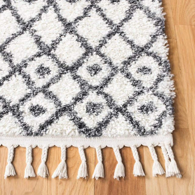 Safavieh Berber Fringe Shag Bfg538A Ivory/Dark Grey Rug.