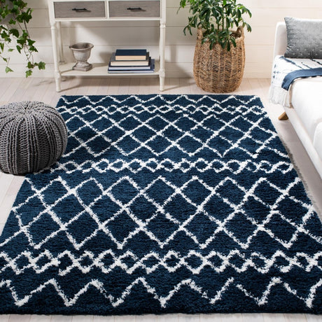 Safavieh Berber Shag Ber165N Navy/Ivory Rugs.