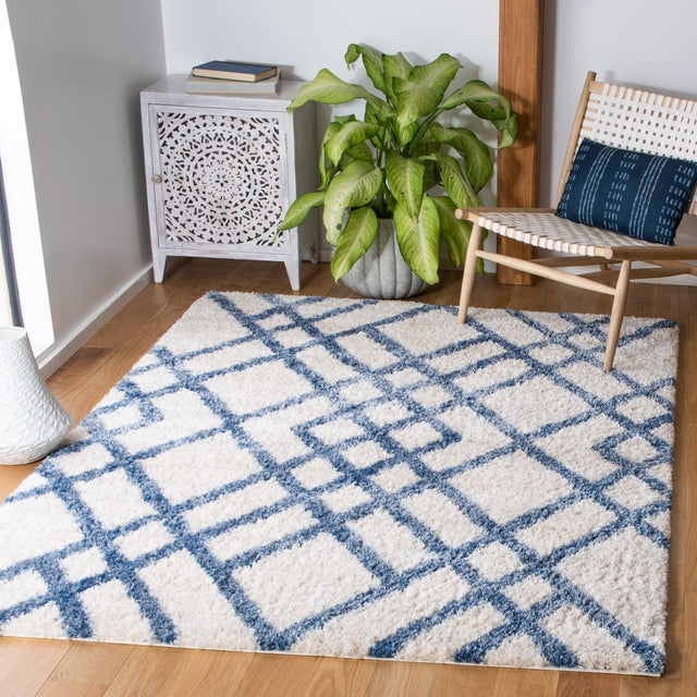 Safavieh Berber Shag Ber214B Ivory/Blue Rugs.