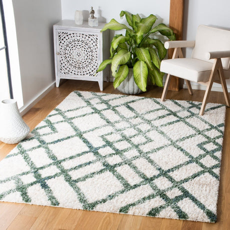 Safavieh Berber Shag Ber214C Ivory/Green Rugs.