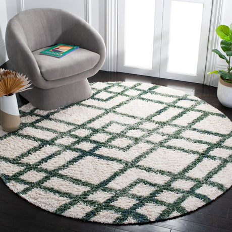 Safavieh Berber Shag Ber214C Ivory/Green Rugs.