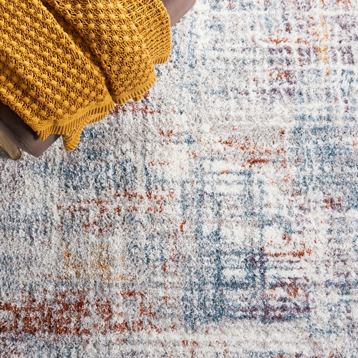 Safavieh Berber Shag Ber569A Blue Rust/Ivory Rug.