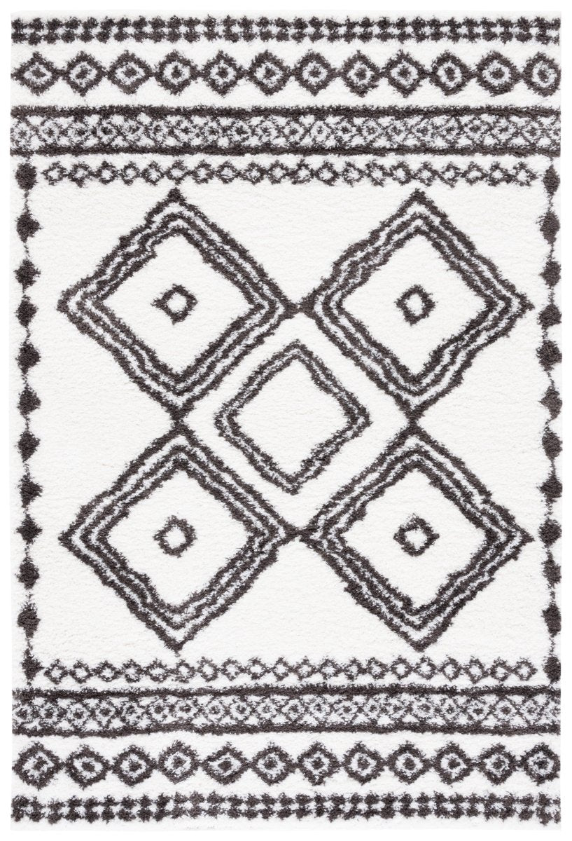 Safavieh Berber Shag Ber591A Ivory/Dark Grey Rug.