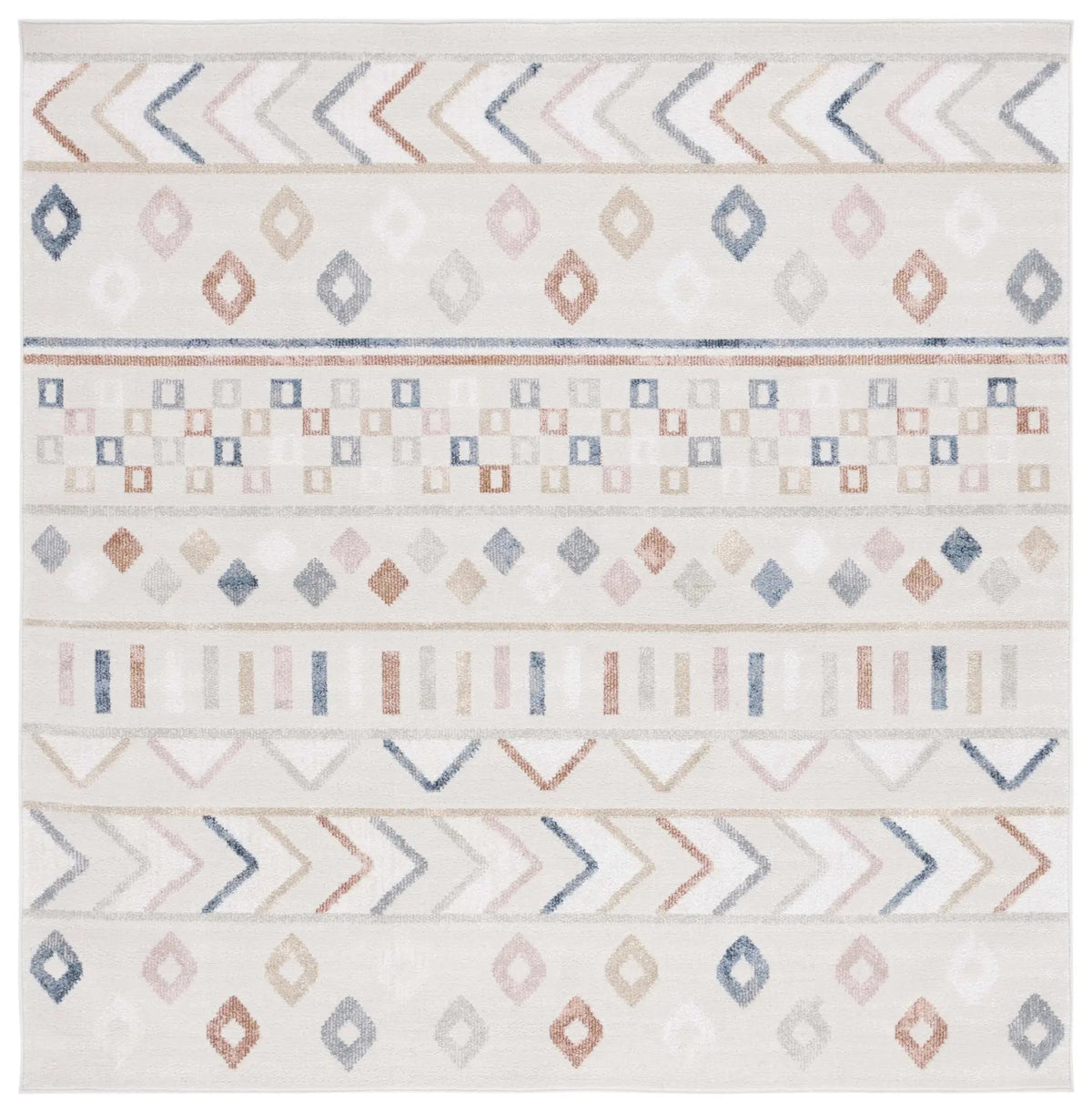 Safavieh Blair Washable 6'-7" x 6'-7" Rug in Beige / Multi