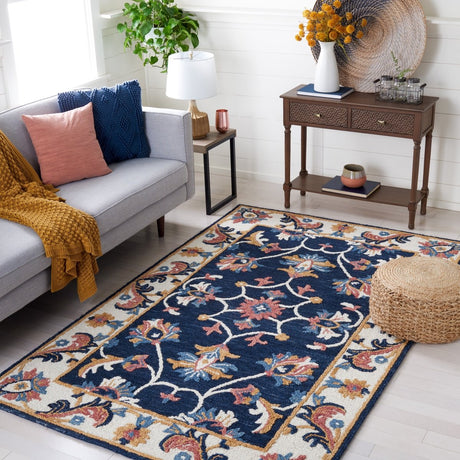 Safavieh Blossom Blm176M Blue/Ivory Rug - Safavieh - blm176m - 3