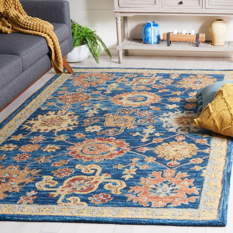 Safavieh Blossom Blm407N Navy/Brown Rug.
