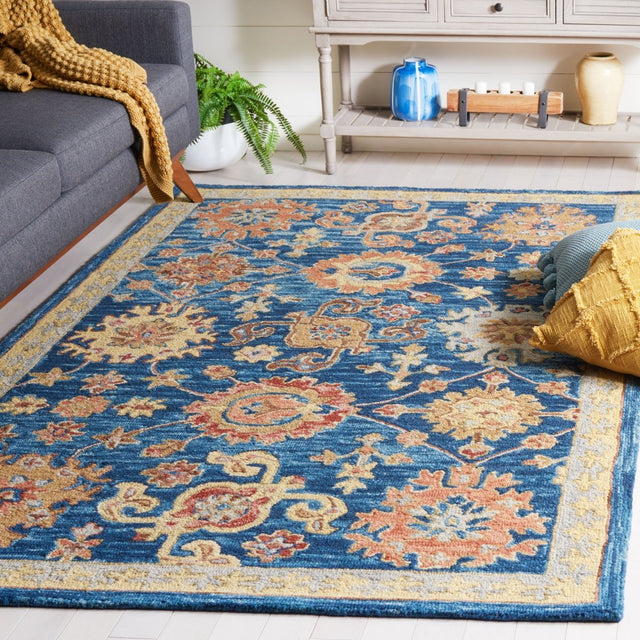 Safavieh Blossom Blm407N Navy/Brown Rug.