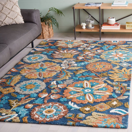 Safavieh Blossom Blm409M Blue/Ivory Rug - Safavieh - blm409m - 3