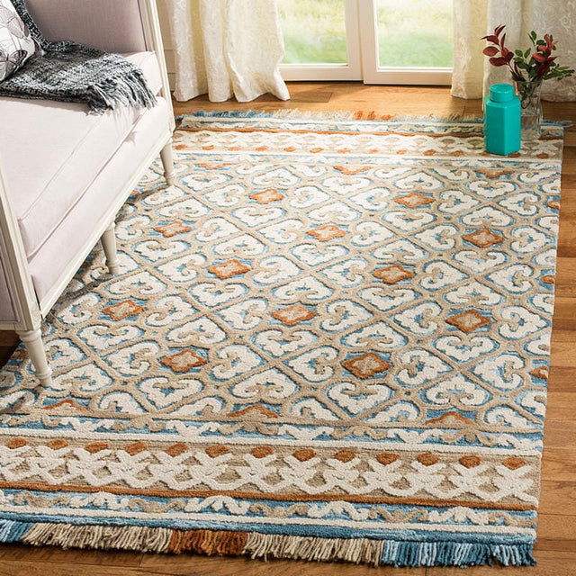 Safavieh Blossom Blm420B Ivory / Blue Rugs.