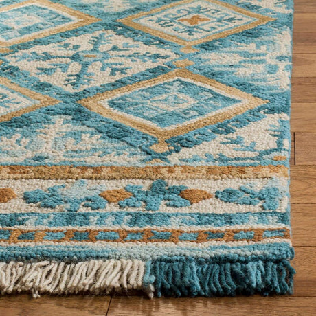 Safavieh Blossom Blm421B Ivory / Teal Rugs - Safavieh - blm421b - 4