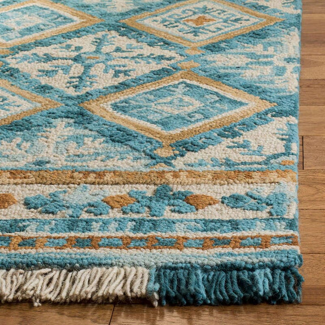 Safavieh Blossom Blm421B Ivory / Teal Rugs.