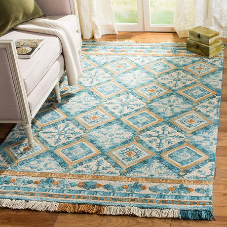 Safavieh Blossom Blm421B Ivory / Teal Rugs - Safavieh - blm421b - 4