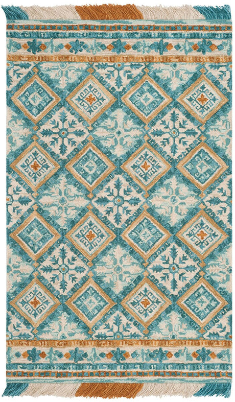 Safavieh Blossom Blm421B Ivory / Teal Rugs - Safavieh - blm421b - 4