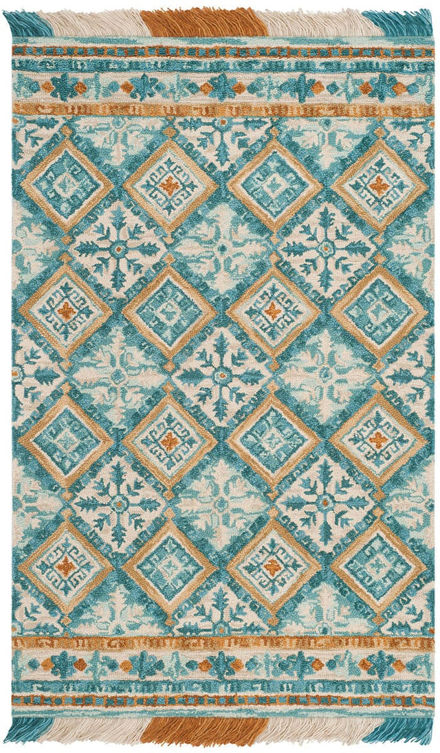 Safavieh Blossom Blm421B Ivory / Teal Rugs.