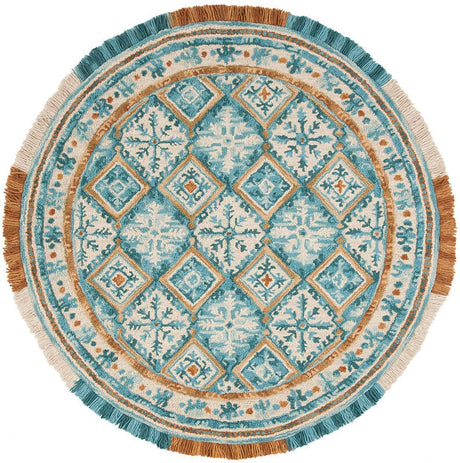 Safavieh Blossom Blm421B Ivory / Teal Rugs - Safavieh - blm421b - 6r