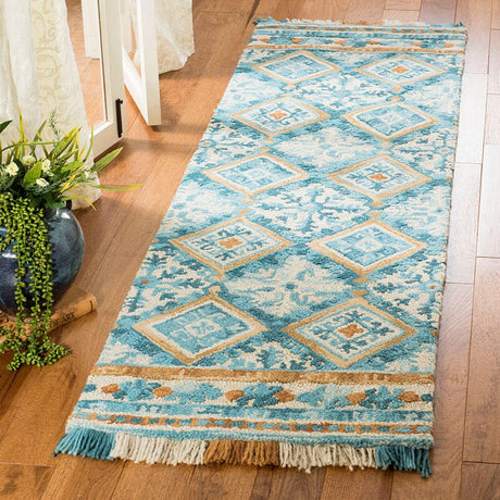 Safavieh Blossom Blm421B Ivory / Teal Rugs - Safavieh - blm421b - 6sq