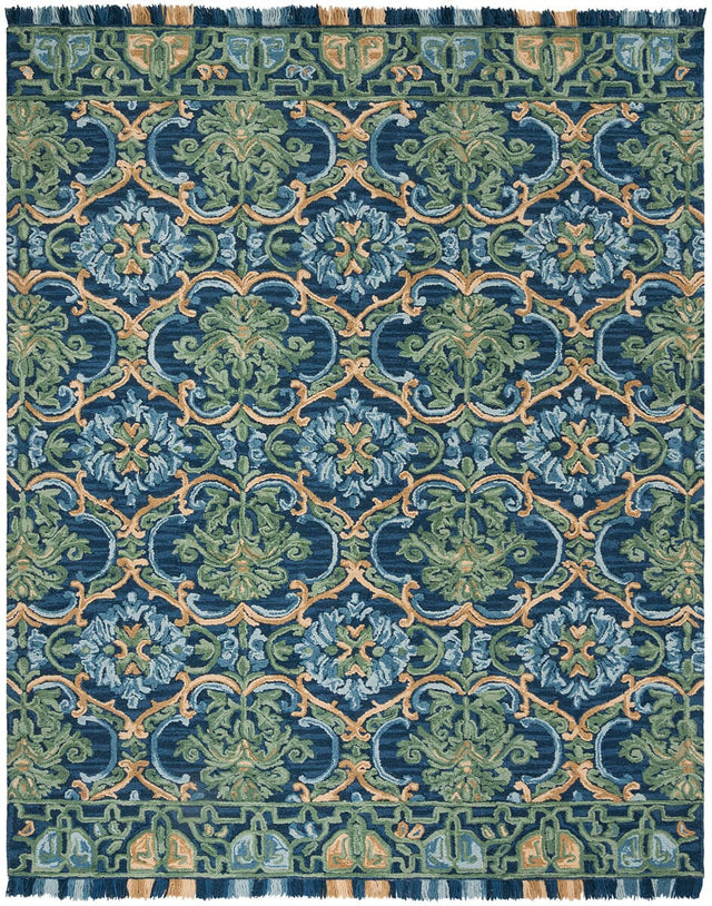 Safavieh Blossom Blm422A Navy/Green Rug.