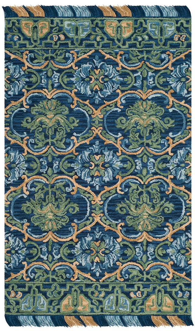 Safavieh Blossom Blm422A Navy/Green Rug.