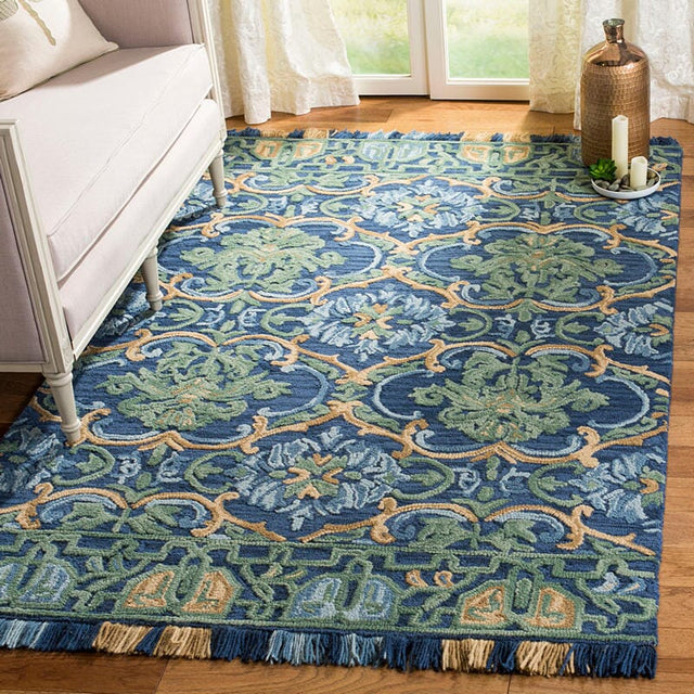 Safavieh Blossom Blm422A Navy/Green Rug.