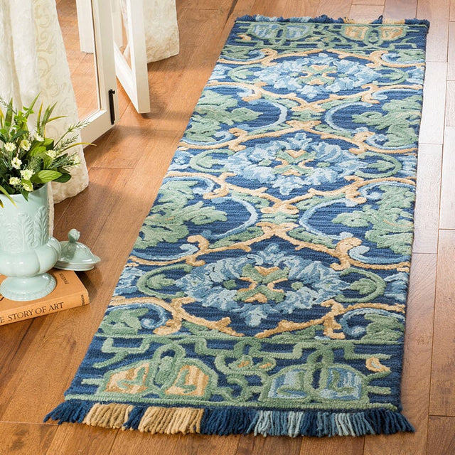 Safavieh Blossom Blm422A Navy/Green Rug.