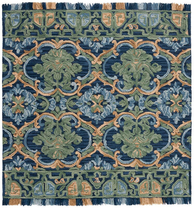 Safavieh Blossom Blm422A Navy/Green Rug.