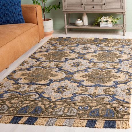 Safavieh Blossom Blm422D Gold/Blue Rug - Safavieh - blm422d - 3