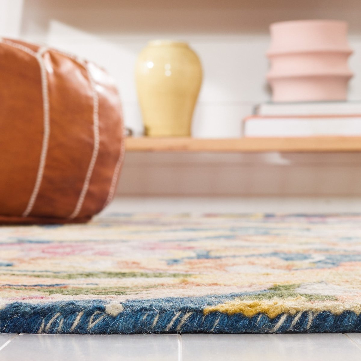 Safavieh Blossom Blm461M Blue/Gold Rug.