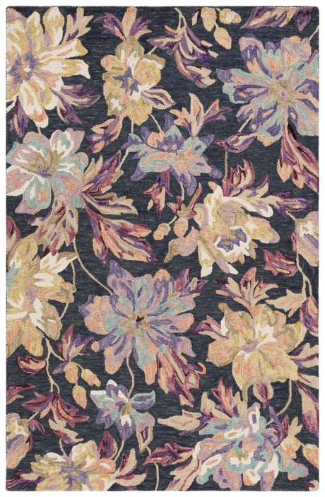 Safavieh Blossom Blm467H Charcoal/Plum Rug.