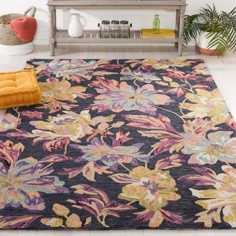 Safavieh Blossom Blm467H Charcoal/Plum Rug.