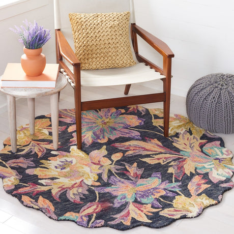 Safavieh Blossom Blm467H Charcoal/Plum Rug.