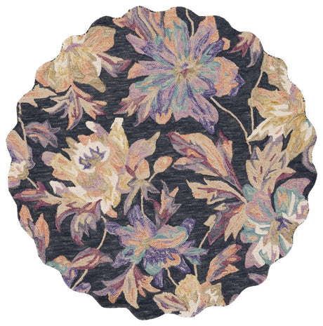 Safavieh Blossom Blm467H Charcoal/Plum Rug.